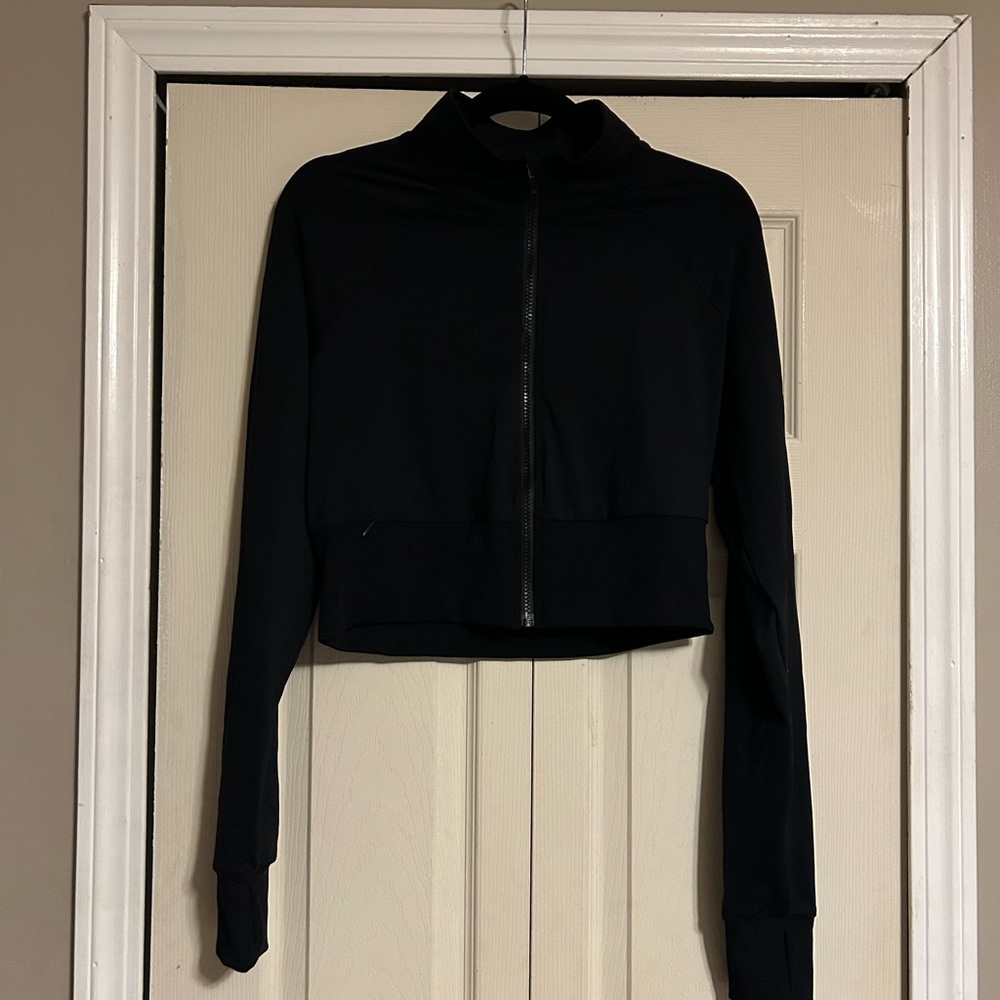 Fabletics Black Zip-Up Cropped Jacket - image 1